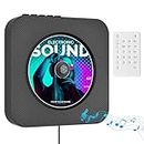 Lettore CD Bluetooth montabile a parete, lettore musicale CD portatile con doppi altoparlanti, lettore CD da parete/da tavolo con linea di interruttori di alimentazione, Radio FM/AUX/USB