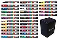 Posca Paint Marker Pen Medium Point (PC-5M) 29 Colors Full Set with Original Box Japan Import