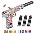Toy Gun, Toy Foam Blaster, Plastic Shell Ejecting Pistol Blaster with 120 Soft Foam Bullet, 3 Cartridge Cases and 32 Magazine, Kids Toy Gun for Shooting Game,Present for Boys/Girls 4-12 Years Old