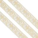 FINGERINSPIRE 10 Yard Vintage Jacquard Ribbon Gold Jacquard Trim with Embroidery Bee & Floral 33mm Wide Webbing Ribbon Emobridered Woven Trim for DIY Clothing Accessories Decorations