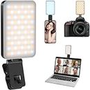 Portable Selfie Light, 80 LED Rechargeable Video Light with Clip, 5 Lighting Modes Dimmable Phone Light, 2000mAh Selfie Ring Light for Phone iPhone Laptop Camera TikTok Makeup Conference Vlog Pictures