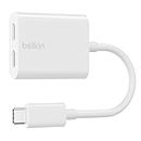Belkin Rockstar USB-C Audio + Charge Adapter, Headphone Adapter w/USB-C 60W Power Delivery Fast Charging for iPhone, iPad Pro, Galaxy, Note, Google Pixel, LG G6, Sony Xperia, OnePlus, & More - White