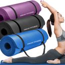 Exercise Yoga Mats 0.375 in Thick w/Carry Strap - Gym Pilates Meditation Fitness