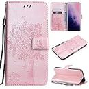 Ttianfa Case for Apple iPhone 6S Wallet Flip case with 2& Tempered Glass Screen Protector [2 Card Slot] [Magnetic][Stand] Emboss Tree Cat Flowers Strap PU Leather 360° Shockproof Flip Folio,Pink