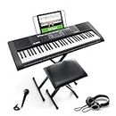 Alesis Melody 61 Key Keyboard Piano for Beginners with Speakers, Stand, Bench, Headphones, Microphone, Sheet Music Stand, 300 Sounds and Music Lesson ,black