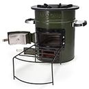 GasOne Rocket Stove – Premium Wood Burning Stove Camping – Insulated Camping Rocket Stove for Backpacking, Hiking, RV and Survival - Barrel Stove Kit with Silicone Handles – Military Green