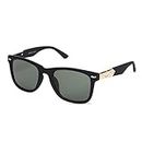elegante Metal Hinges Heavy UV Protected Glass Lens Square Sunglasses for Men (C2 - Green)
