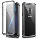 Dexnor Case for Samsung Galaxy S9 360 Full Body 3 Layers Protection Cover Shockproof Bumper Crystal Clear Slim Anti-Scratch Back Panel with Built-in Screen Protector - Black