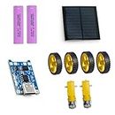 SP Electron Combo of 5v 100ma 0.5w 70 x 70mm Mini epoxy Solar Panel for Making Project and Power Bank + 2 * 1200mah Cell + TP4056 Lithium Battery Charging Module + 2Pcs Gear Motor + 4 Toys Tyres