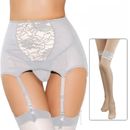 Suspender Belt AND Stockings Wide lace silky Colours and Sizes FREE POSTAGE 