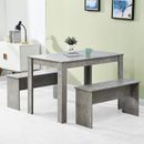 Modern 3Pcs Dining Bench Set Table+ 2 Chairs Dining Room Kitchen for Small Space