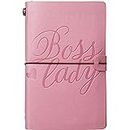 Thenshop Lady Gifts for Women Notebook Leather Writing Journal Motivation Sketch and Lined Paper Card Phone Slote New Year Birthday Gift Office Desk Supplies, 136 Pages (Pink, Heart)