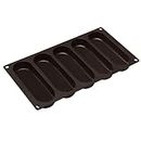 Lurch FlexiForm 85093 Hot Dog Buns L Baking Mould for 5 Buns Silicone Brown