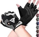 RDX Weight Lifting Gloves Gym Fitness, Anti Slip Padded Palm Grip Protection, Elasticated Breathable, Powerlifting Bodybuilding Workout Strength Training Equipment, Half Finger, Cycling Calisthenics