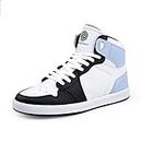 Bacca Bucci® Boys or Girls Streetwear Flat Heel High-top Fashions Sneakers (Age : 8 Years to 12 Years)- White Blue, Size UK2