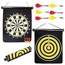 SKYFUN (LABEL) Invertible Magnetic Steel Tip Dartboard Flocking Aiming Targeting Score Game with 6 Colorful Non Pointed Darts for Kids, Adults