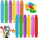 12 Pcs Pop Tube Toy for Kids Fidget Fun Pull and Pop Tubes Sensory Tubes for Kids Adults Stretch and Bend ADHD Autism Anxiety Stress Relief Toys Great Gift Party Prizes (12 PCS, Pop Tube Without LED)
