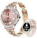 Smart Watches for Women (Answer/Make Call) with Diamonds, 1.3”HD Screen Bluetooth Smartwatch for Android iOS Phones, IP68 Waterproof Fitness Activity Trackers with Heart Rate/SpO2/BP/Sleep Monitor