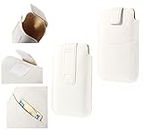 DFV mobile - Leather Pouch Case Pocket Sleeve Bag & Outer Bag & Buckle for Nokia Lumia 1320 (Nokia Batman) - White