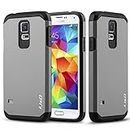J&D Case Compatible for Galaxy S5 Case, Heavy Duty [Dual Layer] Hybrid Shock Proof Protective Rugged Bumper Case for Samsung Galaxy S5 Case - Grey