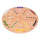 AmishToyBox.com Wahoo Marble Game Board Set - Round 18" Wide Marbles Game - Solid Oak Wood - Double-Sided - with Large 18mm Marbles and Dice Included