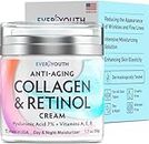 Collagen Retinol Face Moisturizer with Hyaluronic Acid, Moisturizer Face Cream, Made in USA, Day & Night Cream for Women, Anti Wrinkle Cream for Face, Daily Facial Moisturizer, 1.7oz