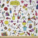 East Urban Home Ambesonne Bowling Fabric By The Yard, Cartoon Style Cheerful Hobby Pattern w/ Colorful Design Hobby Game Theme Design | Wayfair