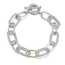 POWNOOL Wire Cable Bracelets for Women and Cable Bracelet for david-yurman Bracelet Link Circle Bangle 2 Tone Silver and Gold Jewelry Gifts for Her