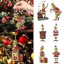 6Pcs Grinchs Christmas Tree Ornaments Green Hanging Christmas Pendant Decorations Xmas Decor for Home Holiday Party