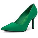 Herstyle Women's Marneena Suede High Heel with Lightly Pointed Toe Dress Pump Comfortable Work Shoes 2022Green 8.0