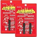 ONLEMY Fire Blanket - 2 Pack - 40" x 40" Emergency Fire Blanket for Home and Kitchen, Suppression Flame Retardant Emergency Fire Blanket for Camping, Grill, Kitchen, Home, Car, School, Warehouse