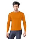 LYCOT Compression Top Full Sleeve Plain Athletic Fit Multi Sports Cycling, Cricket, Football, Badminton, Gym, Fitness & Other Outdoor Inner Wear Orange S