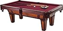 Fat Cat by GLD PRODUCTS Reno 7.5â€™ Pool Table with Dark Cherry Finish and Wine Colored Cloth, Accuslate Billiard Surface for Consistent Straight Shots and Sturdy Straight Legs for Stability