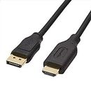 Amazon Basics - DisplayPort to HDMI Display Cable, Uni-Directional, 4k@30Hz, 1920x1200, 1080p, Gold-Plated Plugs, (6 Foot/1.83 m), Black
