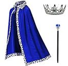 TOGROP King Costume for Kids Robe Crown Scepter Set Boys Royal Prince Cape Dress Up Cosplay Blue