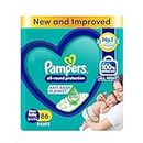Pampers All round Protection Pants, New Born/Extra Small (NB/XS) Size, 86 Count, Pant Style Baby Diapers, Anti Rash Blanket, Lotion with Aloe Vera, Up to 5kg Diapers