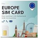 travSIM Europe SIM Card | 10GB Data with 4G/5G speeds | Unlimited Calls | Use in The UK, Switzerland & 30+ EU Countries | Plan on SIM Card for Europe is Valid for 30 Days