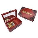 Youtang Anastasia Jewelry Music box with Mirror Carved Wood Musical Box Wind up Gift Box Play Once Upon A December,Gold Movement