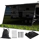 WELLUCK RV Awning Sun Shade Screen with Zipper, 9'X15' Black Mesh Camper Sunshade RV Awning Accessories, UV Blocker Privacy Screen Complete Kit for Motorhome Camper Travel Trailer Canopy