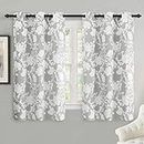 DriftAway Floral Delight Thermal Blackout Eyelet Unlined Window Curtains Set of 2 Panels Each Size 46" x 54" Grey