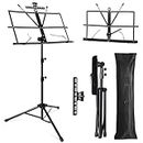 Fansjoy Music Stand, 2 in 1 Dual-Use Folding Sheet Music Stand & Desktop Book Stand, Portable Music Sheet Stand Note Holder with Carrying Bag & Sheet Music Clip Holder for Guitar Violin Players