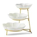 3 Tier Serving Stand, Tiered Serving Trays with Porcelain Serving Platters for Metal Rack, Tiered Serving Platters Dessert Table Display Set for Sandwiches, Cake, Cookies, Sliced Cheese
