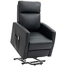 HOMCOM Electric Power Lift Chair for Elderly, PU Leather Power Reclining Chair for Living Room with Remote Control, Side Pocket, Black