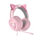 Pink Girl Gaming Headset Cat Microphone RGB Wired Earphones 7.1 4D Sound for PC