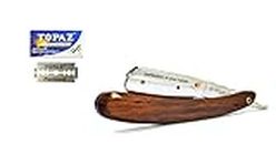 RT SHOP Straight Razor, Wooden Straight Edge Razor for Man Stainless Steel Manual Straight Razor Cutthroat Rosewood Razor Vintage Razor Contains Barber Razors + 10 Blade Free