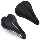 Bikeroo Bike Seat & Bike Seat Cushion Cover w/Padded Gel - Compatible w/Peloton Bike and Other Exercise/Stationary Bicycles, Adjustable Combo for Men & Women
