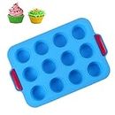 KeepingcooX Moule à muffins en silicone anti-adhésif pour 12 muffins ou cupcakes - 30 x 21 x 3 cm - Bleu