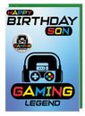 Son Birthday Card For Gamer WITH BADGE - Gaming PS5 PS4 Xbox Switch PC