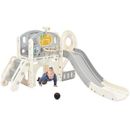 Mocoloo Climbers Playground, 7 in 1 Slide Climber for Toddler, w/ Ball & Hoop, Storage Space in Gray/White | 43.7 H x 73.2 W x 60.2 D in | Wayfair