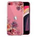 Fashionury Silicone ''Multicolor Floral Pattern'' Shock Proof Protective Soft Transparent Printed Back Case Cover for iPhone Se 3 2022, iPhone Se (2020), iPhone 8/ iPhone 7, Multi-Colored